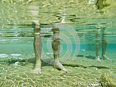 A manâ€™s legs underwater, Stock Photo
